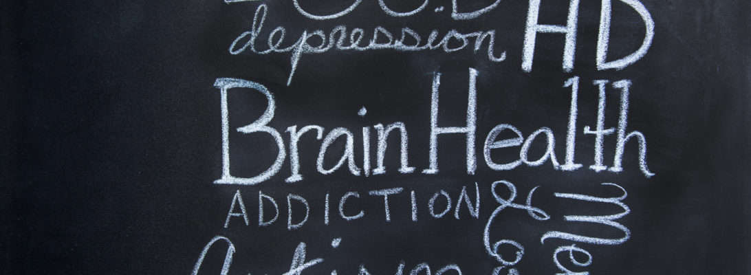 Mental Health Terms on Chalkboard